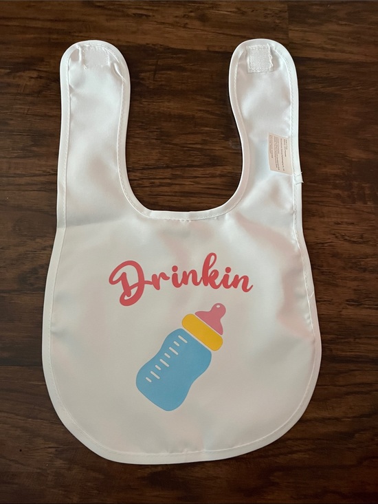 Other - Kids "Drinkin" White Bib with Bottle Graphic